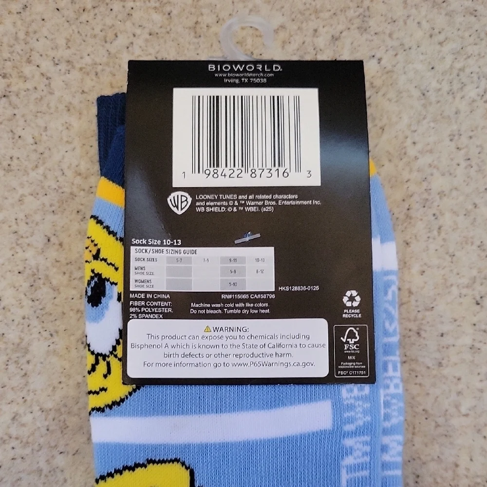 Warner Bros. Looney Tunes Tweety Socks - Light Blue and Black